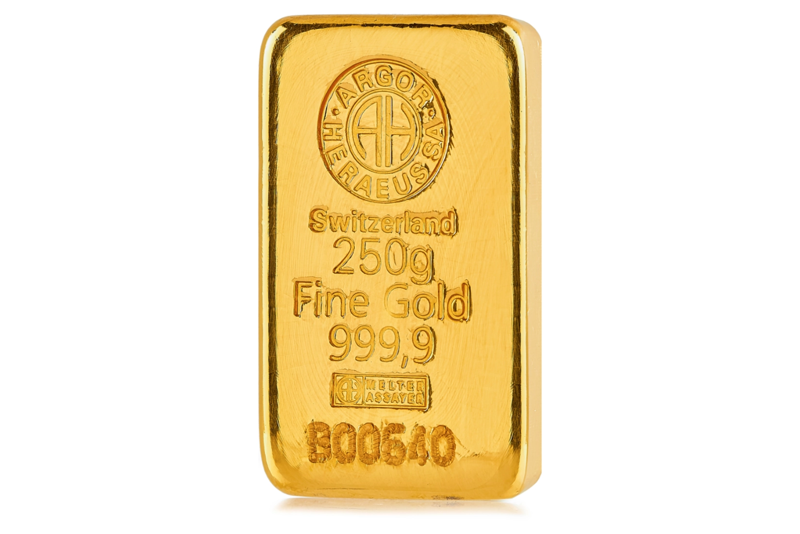 Lingot d'or 250 g — fonderie Argor-Heraeus